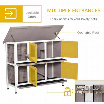 Show full view: PawHut Indoor/Outdoor Rabbit Hutch with Quick on-the-Go Feeding slide 5 of 9