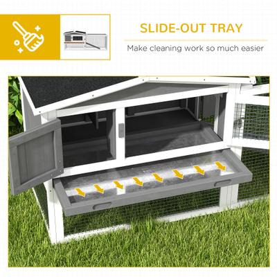 Show full view: PawHut 61-in 2-Story Indoor/Outdoor Rabbit Hutch, Light Grey slide 6 of 9