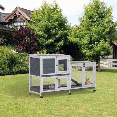 Show full view: PawHut Elevated Indoor Wooden Rabbit Hutch slide 2 of 10