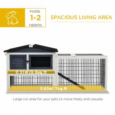 Show full view: PawHut 2 Level Wooden Rabbit Hutch slide 4 of 9