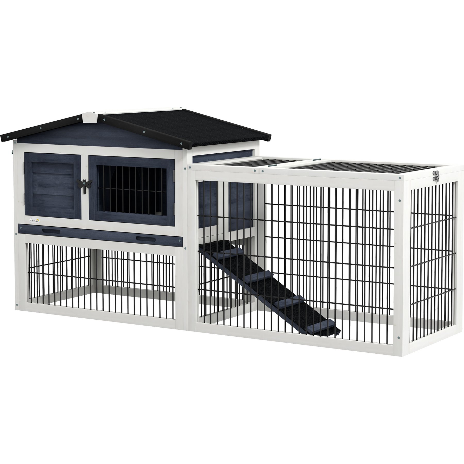 PawHut 2 Level Wooden Rabbit Hutch