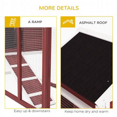 Show full view: PawHut 48-in Wooden Waterproof Rabbit Hutch, Multi-colored slide 7 of 9