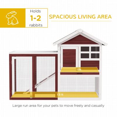 Show full view: PawHut 48-in Wooden Waterproof Rabbit Hutch, Multi-colored slide 4 of 9