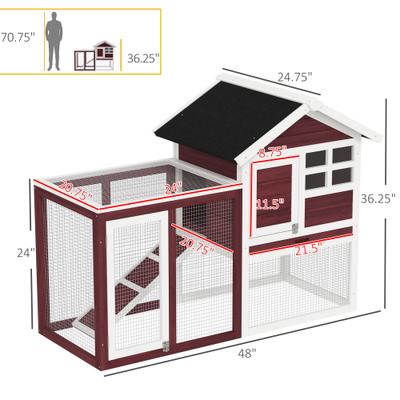 Show full view: PawHut 48-in Wooden Waterproof Rabbit Hutch, Multi-colored slide 3 of 9