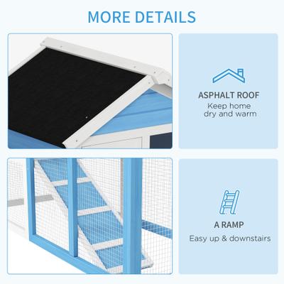 Show full view: PawHut 48-in Wooden Waterproof Rabbit Hutch, Sky Blue slide 7 of 9