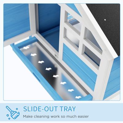 Show full view: PawHut 48-in Wooden Waterproof Rabbit Hutch, Sky Blue slide 6 of 9