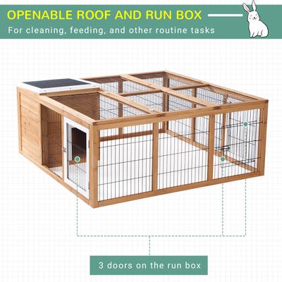 Show full view: PawHut Indoor/Outdoor Waterproof Rabbit Hutch, Natural Wood slide 5 of 9