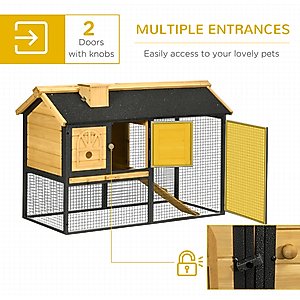 PawHut 47-in 2 Story Wooden Outdoor Rabbit Hutch