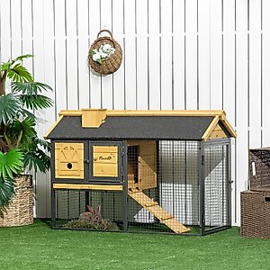 PawHut 47-in 2 Story Wooden Outdoor Rabbit Hutch