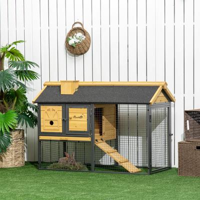 Show full view: PawHut 47-in 2 Story Wooden Outdoor Rabbit Hutch slide 2 of 9