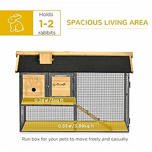 PawHut 47-in 2 Story Wooden Outdoor Rabbit Hutch