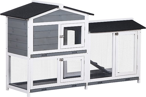 Show full view: PawHut 2-Story Indoor/Outdoor Wooden Rabbit Hutch slide 1 of 9
