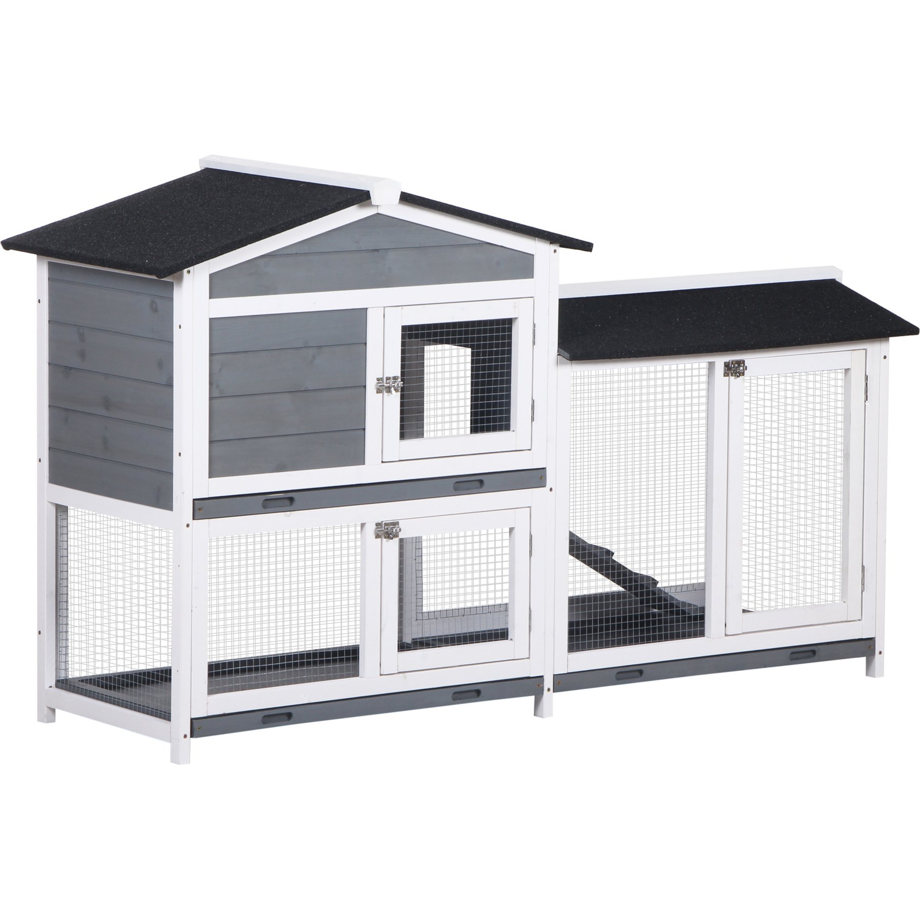 PawHut 2-Story Indoor/Outdoor Wooden Rabbit Hutch