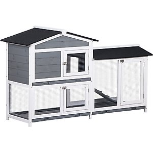 PawHut 2-Story Indoor/Outdoor Wooden Rabbit Hutch