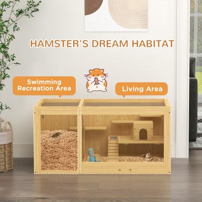 Show full view: PawHut 39-in Wooden Activity Center Hamster Cage slide 8 of 9