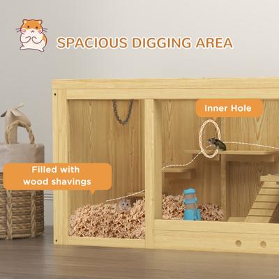 Show full view: PawHut 39-in Wooden Activity Center Hamster Cage slide 6 of 9