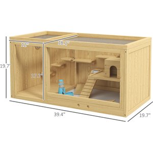 PawHut 39-in Wooden Activity Center Hamster Cage