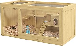PawHut 39-in Wooden Activity Center Hamster Cage