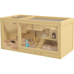 PawHut 39-in Wooden Activity Center Hamster Cage