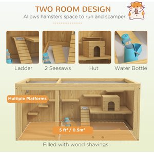 PawHut 39-in Wooden Activity Center Hamster Cage