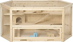 PawHut Wooden Activity Center Hamster Cage, Natural Wood