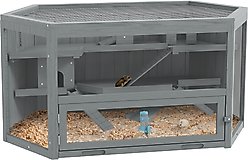 PawHut Wooden Activity Center Hamster Cage, Gray