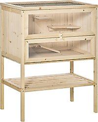PawHut 3-Tier Wooden Hamster Cage with Storage Shelf