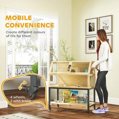 Show full view: PawHut Wheeled Hamster Cage with Storage Shelf slide 7 of 9