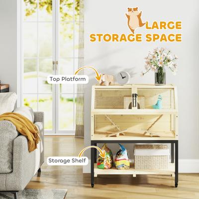 Show full view: PawHut Wheeled Hamster Cage with Storage Shelf slide 5 of 9