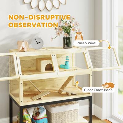 Show full view: PawHut Wheeled Hamster Cage with Storage Shelf slide 6 of 9