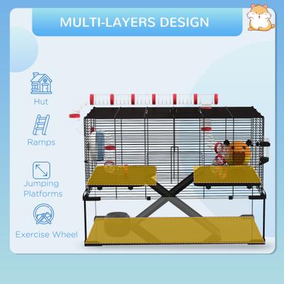 Show full view: PawHut Deep Glass Bottom Hamster Cage slide 5 of 9