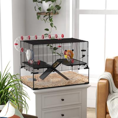 Show full view: PawHut Deep Glass Bottom Hamster Cage slide 2 of 9