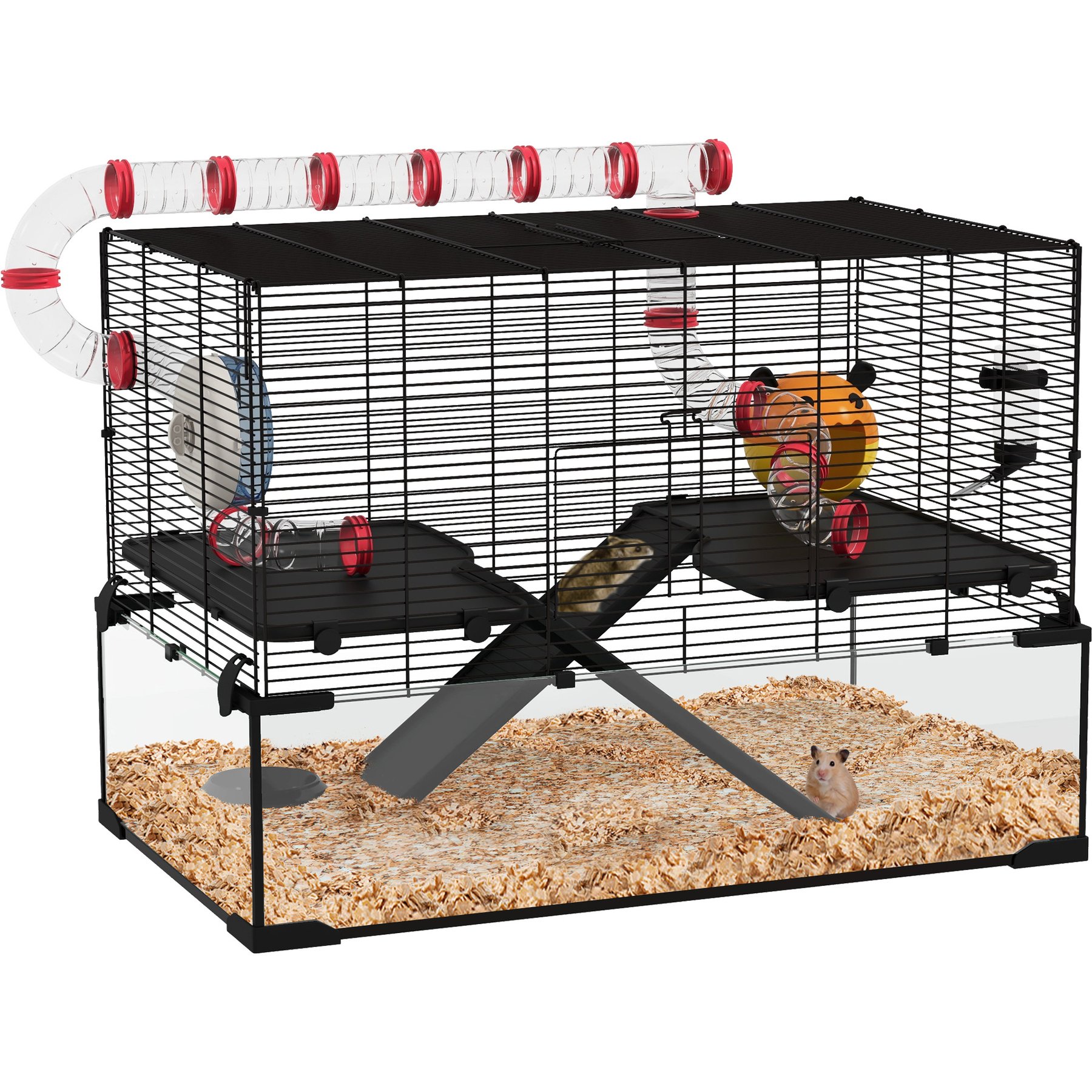 PawHut Deep Glass Bottom Hamster Cage
