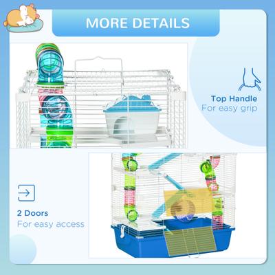 Show full view: PawHut 5-Tier Hamster Cage, Blue slide 7 of 10