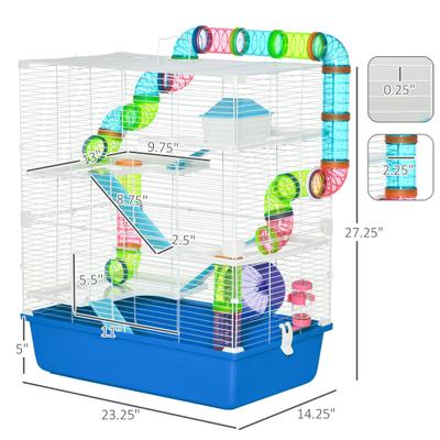 Show full view: PawHut 5-Tier Hamster Cage, Blue slide 3 of 10