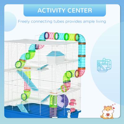 Show full view: PawHut 5-Tier Hamster Cage, Blue slide 4 of 10