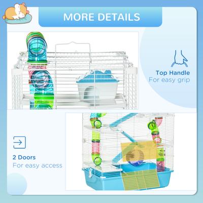 Show full view: PawHut 5-Tier Hamster Cage, Light Blue slide 7 of 10