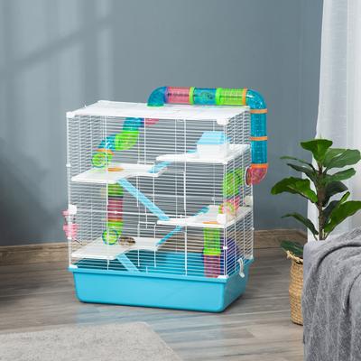Show full view: PawHut 5-Tier Hamster Cage, Light Blue slide 2 of 10