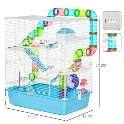 Show full view: PawHut 5-Tier Hamster Cage, Light Blue slide 3 of 10