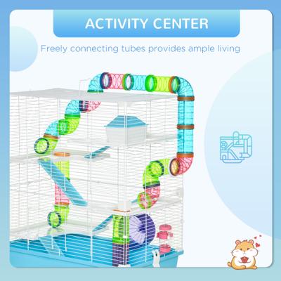 Show full view: PawHut 5-Tier Hamster Cage, Light Blue slide 4 of 10