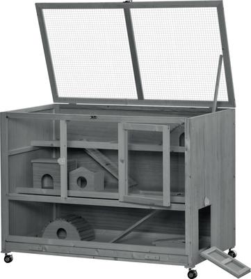 Show full view: PawHut 3-Tier Wooden Hamster Cage slide 8 of 9