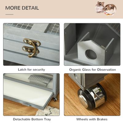 Show full view: PawHut 3-Tier Wooden Hamster Cage slide 6 of 9