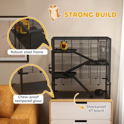 Show full view: PawHut 4 Tier Deep Glass Bottom Hamster Cage slide 7 of 9
