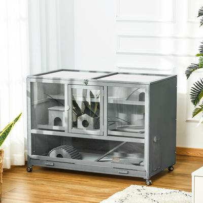 Show full view: PawHut 3-Tier Wooden Hamster Cage slide 2 of 9