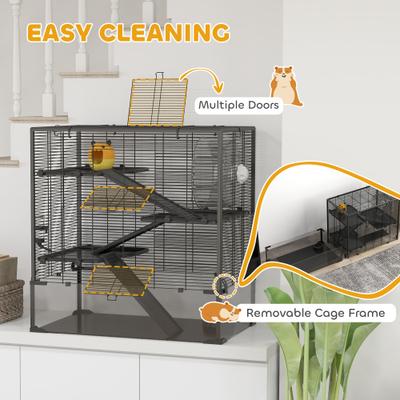 Show full view: PawHut 4 Tier Deep Glass Bottom Hamster Cage slide 6 of 9