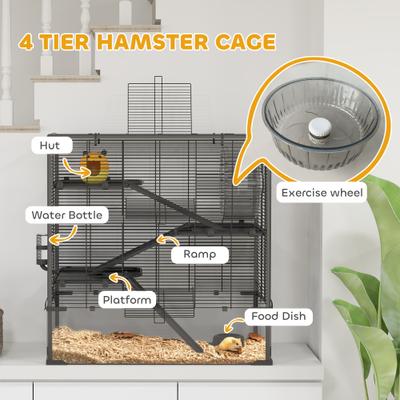 Show full view: PawHut 4 Tier Deep Glass Bottom Hamster Cage slide 5 of 9