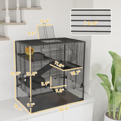 Show full view: PawHut 4 Tier Deep Glass Bottom Hamster Cage slide 3 of 9