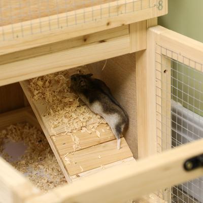 Show full view: PawHut Wooden Hamster Cage with Sliding Tray slide 9 of 10