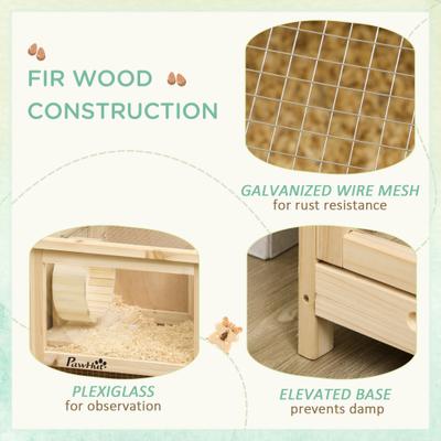 Show full view: PawHut Wooden Hamster Cage with Sliding Tray slide 7 of 10