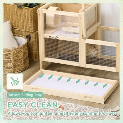 Show full view: PawHut Wooden Hamster Cage with Sliding Tray slide 5 of 10